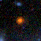Colour composite: F444W red, F356W green, F277W blue, 3.2 arcsec across, north up