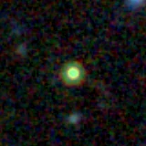 Colour composite: F444W red, F356W green, F277W blue, 3.2 arcsec across, north up