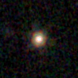 Colour composite: F444W red, F356W green, F277W blue, 3.2 arcsec across, north up