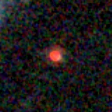 Colour composite: F444W red, F356W green, F277W blue, 3.2 arcsec across, north up
