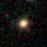 Colour composite: F444W red, F356W green, F277W blue, 3.2 arcsec across, north up