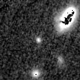F200W image, 3.2 arcsec across, north up