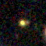 Colour composite: F444W red, F356W green, F277W blue, 3.2 arcsec across, north up