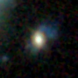 Colour composite: F444W red, F356W green, F277W blue, 3.2 arcsec across, north up