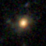 Colour composite: F444W red, F356W green, F277W blue, 3.2 arcsec across, north up