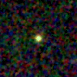 Colour composite: F444W red, F356W green, F277W blue, 3.2 arcsec across, north up