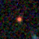 Colour composite: F444W red, F356W green, F277W blue, 3.2 arcsec across, north up