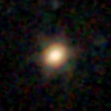 Colour composite: F444W red, F356W green, F277W blue, 3.2 arcsec across, north up