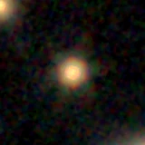 Colour composite: F444W red, F356W green, F277W blue, 3.2 arcsec across, north up