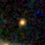 Colour composite: F444W red, F356W green, F277W blue, 3.2 arcsec across, north up