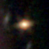 Colour composite: F444W red, F356W green, F277W blue, 3.2 arcsec across, north up