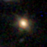 Colour composite: F444W red, F356W green, F277W blue, 3.2 arcsec across, north up