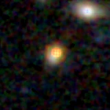 Colour composite: F444W red, F356W green, F277W blue, 3.2 arcsec across, north up