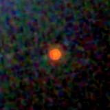 Colour composite: F444W red, F356W green, F277W blue, 3.2 arcsec across, north up