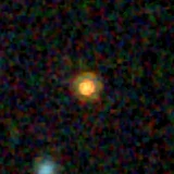 Colour composite: F444W red, F356W green, F277W blue, 3.2 arcsec across, north up