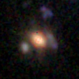 Colour composite: F444W red, F356W green, F277W blue, 3.2 arcsec across, north up