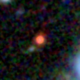 Colour composite: F444W red, F356W green, F277W blue, 3.2 arcsec across, north up