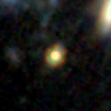 Colour composite: F444W red, F356W green, F277W blue, 3.2 arcsec across, north up
