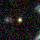 Colour composite: F444W red, F356W green, F277W blue, 3.2 arcsec across, north up