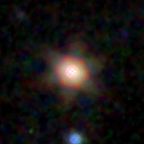 Colour composite: F444W red, F356W green, F277W blue, 3.2 arcsec across, north up
