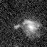 F150W image, 3.2 arcsec across, north up