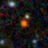 Colour composite: F444W red, F356W green, F277W blue, 3.2 arcsec across, north up