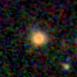 Colour composite: F444W red, F356W green, F277W blue, 3.2 arcsec across, north up