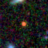 Colour composite: F444W red, F356W green, F277W blue, 3.2 arcsec across, north up