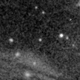 F150W image, 3.2 arcsec across, north up