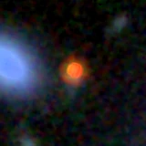 Colour composite: F444W red, F356W green, F277W blue, 3.2 arcsec across, north up