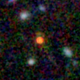 Colour composite: F444W red, F356W green, F277W blue, 3.2 arcsec across, north up