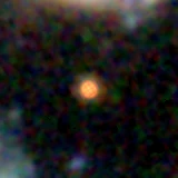 Colour composite: F444W red, F356W green, F277W blue, 3.2 arcsec across, north up
