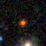 Colour composite: F444W red, F356W green, F277W blue, 3.2 arcsec across, north up