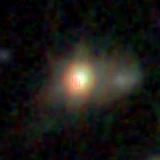 Colour composite: F444W red, F356W green, F277W blue, 3.2 arcsec across, north up
