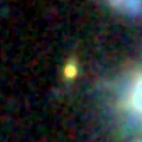 Colour composite: F444W red, F356W green, F277W blue, 3.2 arcsec across, north up