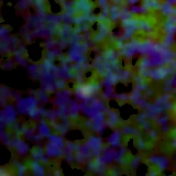 Colour composite: F444W red, F356W green, F277W blue, 3.2 arcsec across, north up
