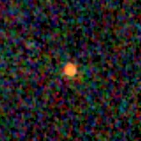 Colour composite: F444W red, F356W green, F277W blue, 3.2 arcsec across, north up
