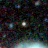 Colour composite: F444W red, F356W green, F277W blue, 3.2 arcsec across, north up