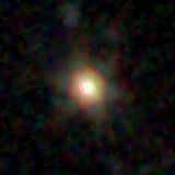Colour composite: F444W red, F356W green, F277W blue, 3.2 arcsec across, north up