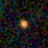 Colour composite: F444W red, F356W green, F277W blue, 3.2 arcsec across, north up