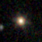 Colour composite: F444W red, F356W green, F277W blue, 3.2 arcsec across, north up