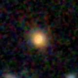 Colour composite: F444W red, F356W green, F277W blue, 3.2 arcsec across, north up