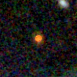 Colour composite: F444W red, F356W green, F277W blue, 3.2 arcsec across, north up