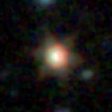 Colour composite: F444W red, F356W green, F277W blue, 3.2 arcsec across, north up