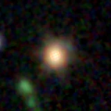 Colour composite: F444W red, F356W green, F277W blue, 3.2 arcsec across, north up