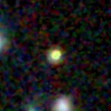 Colour composite: F444W red, F356W green, F277W blue, 3.2 arcsec across, north up