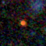 Colour composite: F444W red, F356W green, F277W blue, 3.2 arcsec across, north up