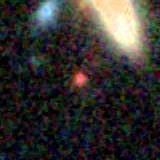 Colour composite: F444W red, F356W green, F277W blue, 3.2 arcsec across, north up