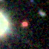 Colour composite: F444W red, F356W green, F277W blue, 3.2 arcsec across, north up
