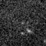 F150W image, 3.2 arcsec across, north up